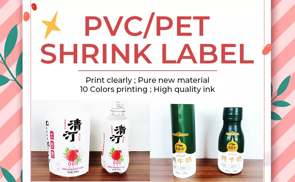 Customized Design PVC/Pet Plastic Shrink Sleeve Packaging Bottle Label Shrink Sleeve for Bottle